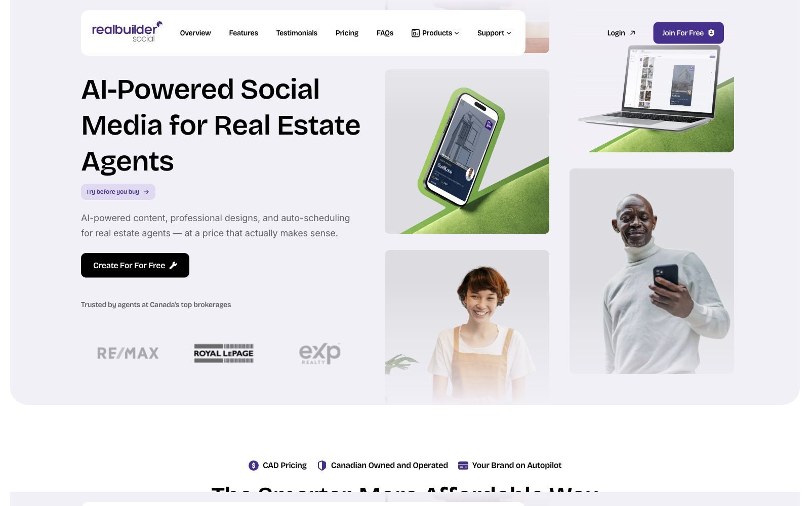 RealBuilder Social product screenshot — AI social content and scheduling for real estate agents